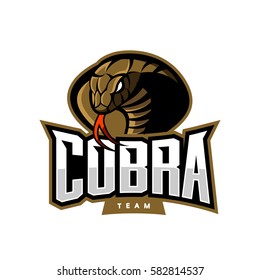 Furious cobra sport vector logo concept isolated on white background. Web infographic military professional team pictogram. Premium quality wild snake t-shirt tee print illustration.