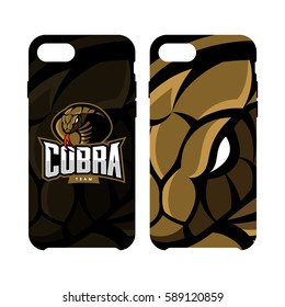 Furious cobra sport vector logo concept smart phone case isolated on white background. Military team pictogram design. Premium quality wild snake artwork cell phone cover illustration.