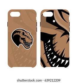 Furious dinosaur sport club vector logo concept smart phone case isolated on white background. Modern professional team badge mascot design. Premium quality wild reptile cell phone cover illustration.