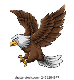 The Furious Eagle Cartoon, Isolated on White Background, Vector Illustration