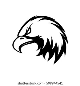 Furious Eagle Head Mono Sport Vector Logo Concept Isolated On White Background. Modern Angry Predator Professional Team Badge Design. Premium Quality Wild Bird T-shirt Tee Print Illustration.