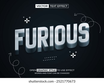 texto editável furioso, efeito de fonte, texto 3d para título