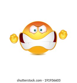 Furious emoticon on a white background. Vector