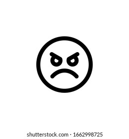 Furious Face Emoticon Icon Vector Illustration. Outline Style.
