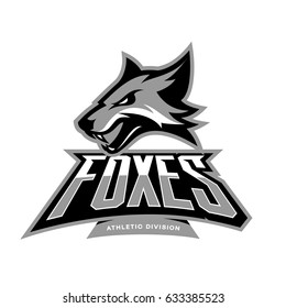 Furious fox sport club vector logo concept isolated on white background. Modern professional team badge mascot design. Premium quality wild animal athletic division t-shirt tee print illustration.