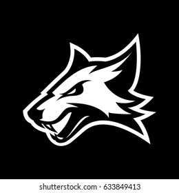 Furious fox sport club vector logo concept isolated on black background. Modern professional team badge mascot design. Premium quality wild animal athletic division t-shirt tee print illustration.