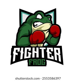 furious frog boxer logo mascot