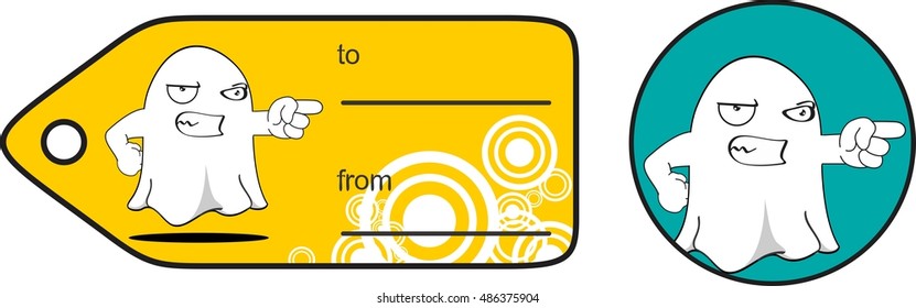 furious ghost cartoon expression giftcard in vector format very easy to edit