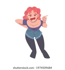 Furious Girl, Angry Young Woman, Human Emotions and Feelings Concept Cartoon Vector Illustration