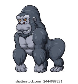 The Furious Gorilla Cartoon, Isolated on White Background, Vector Illustration