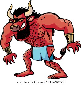 furious Greek Minotaur from Crete has a terrible view