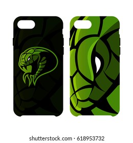 Furious green snake head sport vector logo concept smart phone case isolated on white background. Modern team badge design. Premium quality wild animal artwork cell phone cover illustration.