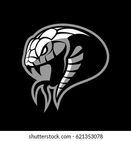 Furious green snake sport vector logo concept isolated on black background. Modern professional team badge design. Premium quality wild animal t-shirt tee print illustration.