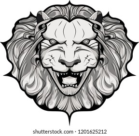 Furious lion. Roaring and wild