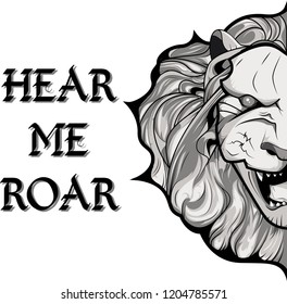 Furious lion. Roaring and wild. Logo with text