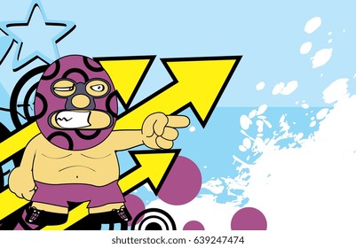 furious mexican wrestler cartoon expression background in vector format 