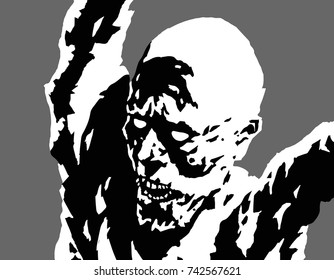 Furious monster aggression. Vector illustration. Genre of horror. Evil character for Halloween.