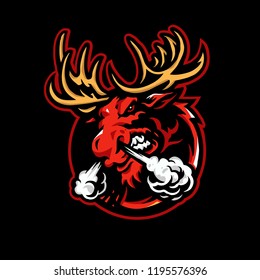 Furious Moose  Sport Mascot logo Illustration