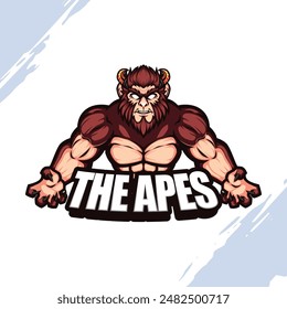 Furious Muscular Brown Ape Body Builder