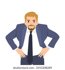 Furious outraged chief executive business man frowning, screaming, grinning. Flat vector illustration isolated on white background