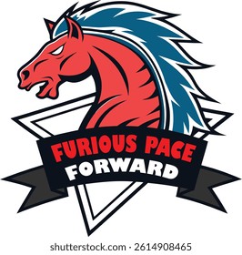 Furious Pace Forward Horse Mascot Logo Vector