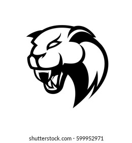 Furious panther head mono sport vector logo concept isolated on white background. Modern professional team badge design. Premium quality wild animal t-shirt tee print illustration.