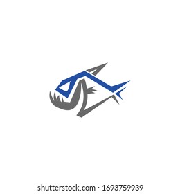 Furious piranha sport vector logo concept isolated on white background. Modern professional team predator badge design. Premium quality wild fearsome fish t-shirt tee print illustration.