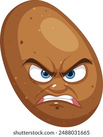 A furious potato with an angry expression