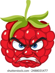 A furious raspberry with an expressive face