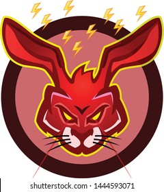 Furious red rabbit logo mascott