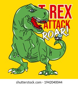 
FURIOUS REX DINOSAUR ATTACKING FLY