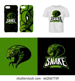 Furious snake sport club isolated vector logo concept. Modern professional team badge mascot design. Premium quality wild reptile t-shirt tee print illustration. Smart phone case accessory emblem.