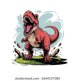 Furious T-Rex Roaring Attack Illustration