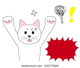 Furious White Kitten with speech balloon