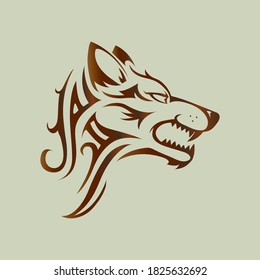 Furious wolf sport vector logo concept isolated on dark background. Professional predator team pictogram design. Premium quality wild animal t-shirt tee print illustration.