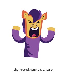 Furious yellow and purple horse vector illustration on a white background