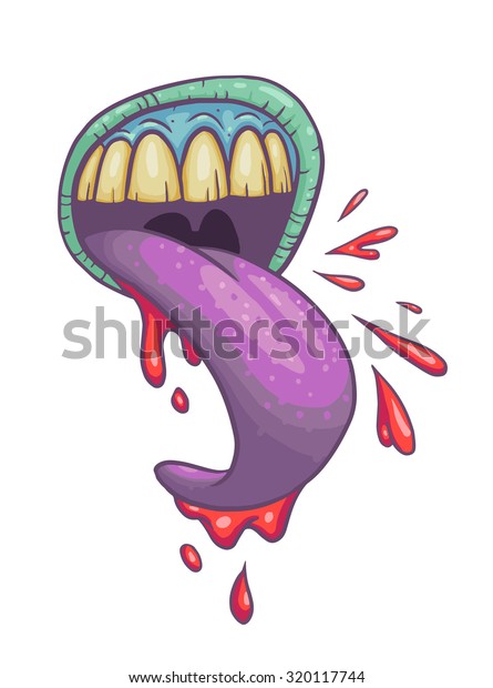 紫の舌を持つゾンビの口 ベクターハロウィーンのイラスト のベクター画像素材 ロイヤリティフリー