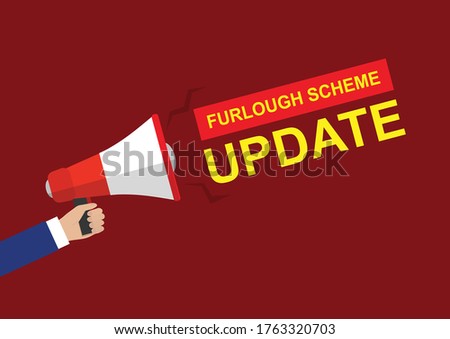Furlough scheme update megaphone Coronavirus vector