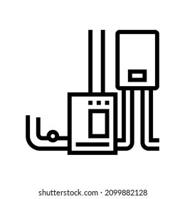 Ofen-Einheit Linie Symbol Vektor. Ofengerätezeichen isoliertes Kontursymbol