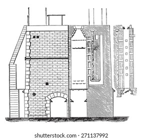 Furnace Appoll, vintage engraved illustration. Industrial encyclopedia E.-O. Lami - 1875. 