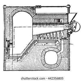 Furnace coke, Luhrmann system, vintage engraved illustration. Industrial encyclopedia E.-O. Lami - 1875.
