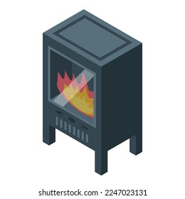 Icono de horno vector isométrico. Fuego. Quema de chimenea