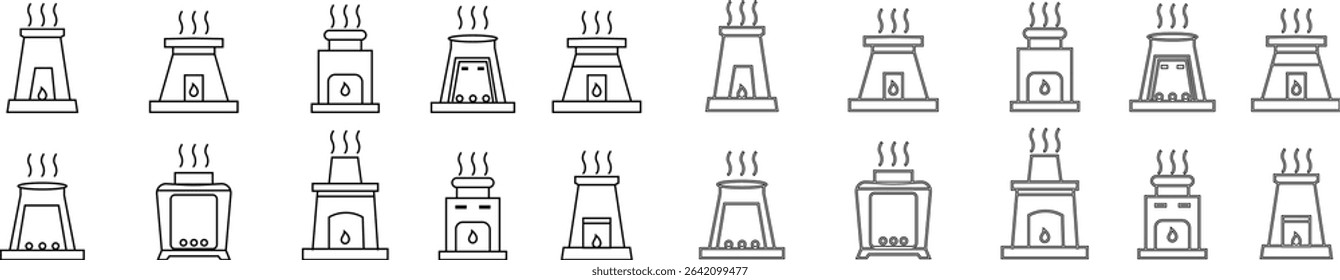 furnace icon set. Outline furnace icons from electronic device and stuff . Line and glyph vector template design elements, Editable symbols. Home heating system for energy and comfort design needs