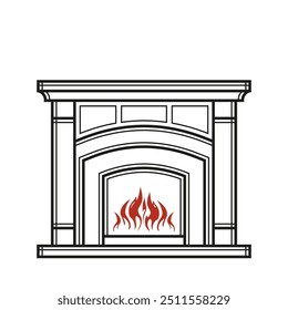 Furnace outline editable stroke icon. Fireplace sign. Vector illustration. Thin line icon for web and mobile, modern minimalistic flat design.