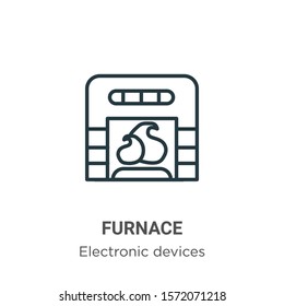 Furnace outline vector icon. Thin line black furnace icon, flat vector simple element illustration from editable electronic devices concept isolated on white background