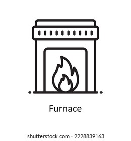 Furnace Vector Outline Icon Design Illustration. Symbol für Wohnungsbau auf weißem Hintergrund EPS10-Datei