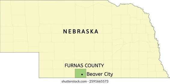 Furnas County and city of Beaver City location on Nebraska state map