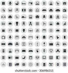 furniture 100 icons universal set for web and mobile
