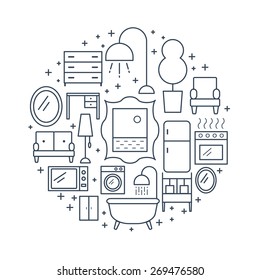 Furniture abstract line style vector illustration