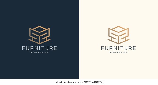 furniture abstract logo with creative geometric line style design for furniture store inspiration